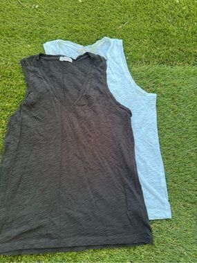 Goldie Black and Light Blue V-Neck Tank Tops - Pack of 2